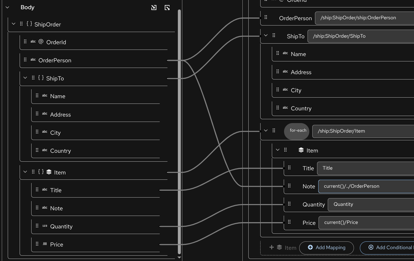 Datamapper: XPath with current() function